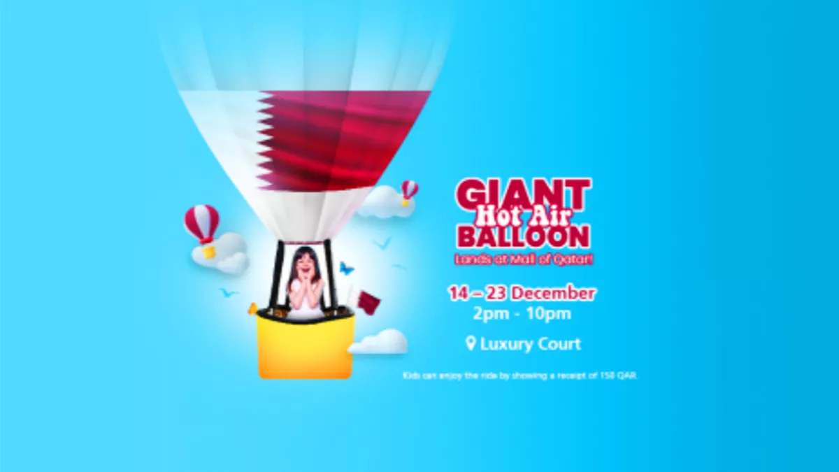 A Giant Hot Air Balloon lands at the Mall of Qatar.