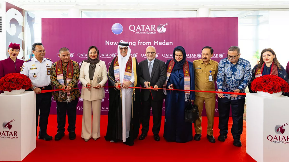 Qatar Airways’ inaugural flight from Doha to Medan landed Kualanamu International Airport