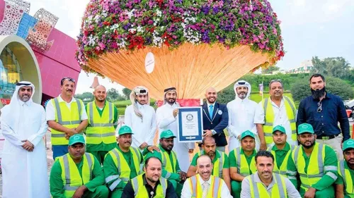 Natural flower arrangement at Al Wakrah Municipality recorded as the largest in the world in Guinness World Records