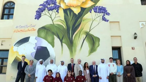 Welsh Street artists collaborated with Qatari artists; revealed 13 metre high mural
