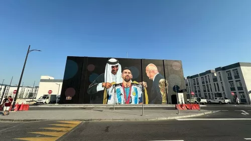 Massive mural of Emir and Messi titled “Magic Night at Lusail Stadium,” now adorns the Argentine Neighbourhood in Al Wakra